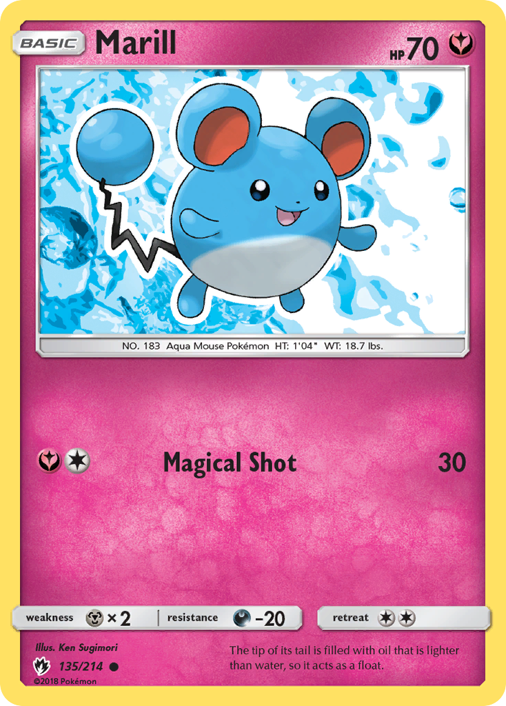 Marill 135/214 English Pokémon card from Lost Thunder (2018)