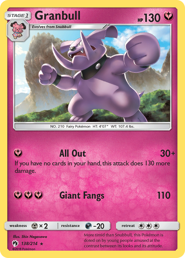 Granbull 138/214 English Pokémon card from Lost Thunder (2018)