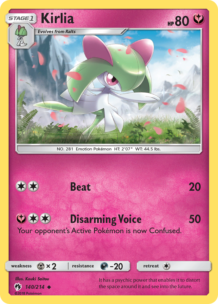 Kirlia 140/214 English Pokémon card from Lost Thunder (2018)