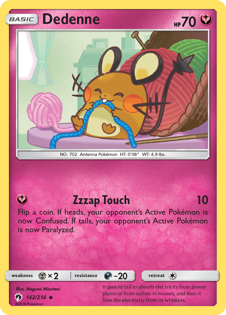 Dedenne 142/214 English Pokémon card from Lost Thunder (2018)