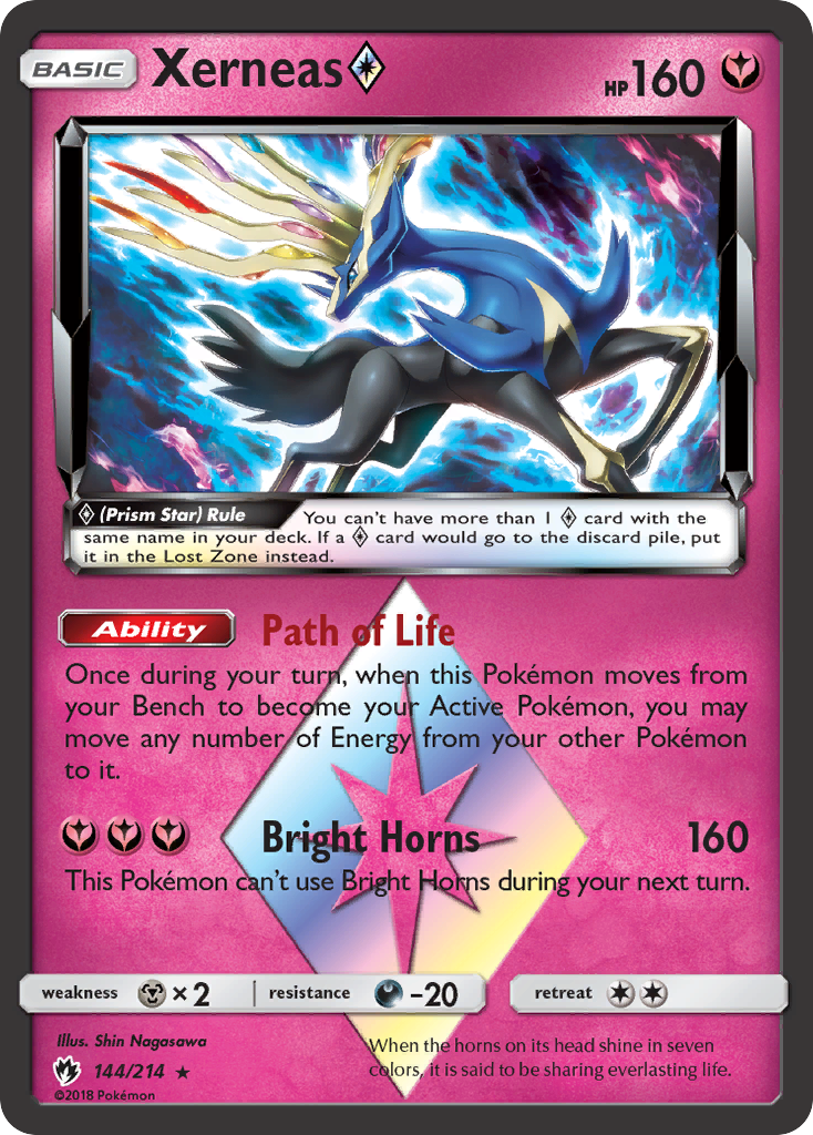 Xerneas ◇ 144/214 English Pokémon card from Lost Thunder (2018)