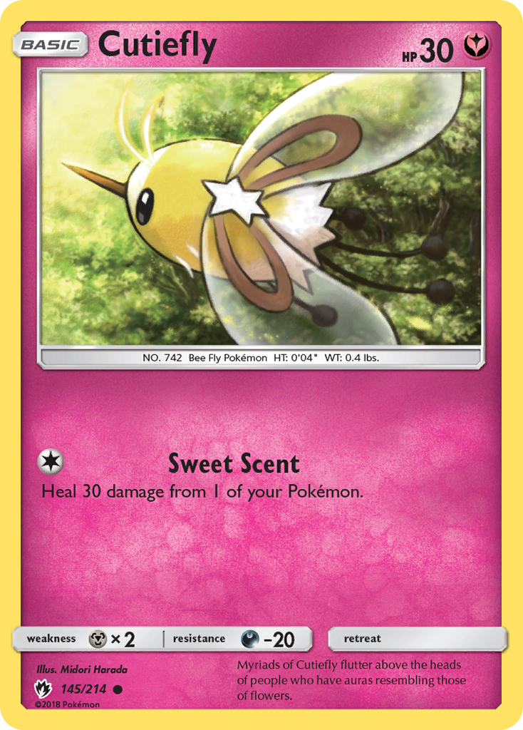 Cutiefly 145/214 English Pokémon card from Lost Thunder (2018)
