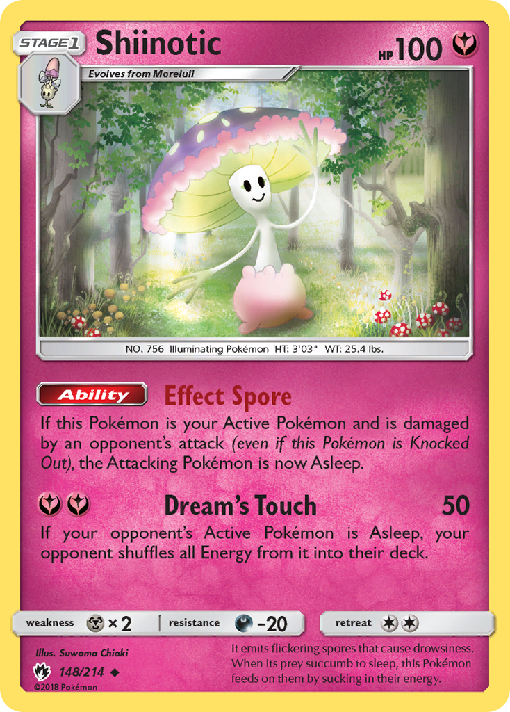 Shiinotic 148/214 English Pokémon card from Lost Thunder (2018)