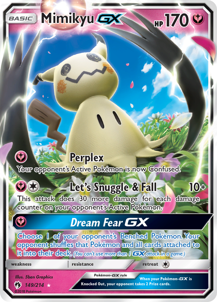 Mimikyu-GX 149/214 English Pokémon card from Lost Thunder (2018)