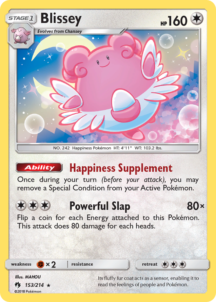 Blissey 153/214 English Pokémon card from Lost Thunder (2018)