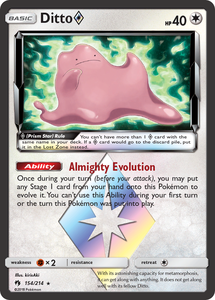 Ditto ◇ 154/214 English Pokémon card from Lost Thunder (2018)