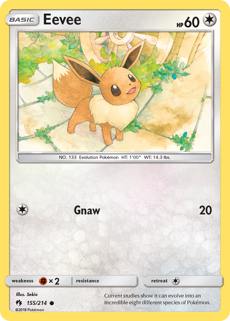 Eevee 155/214 English Pokémon card from Lost Thunder (2018)