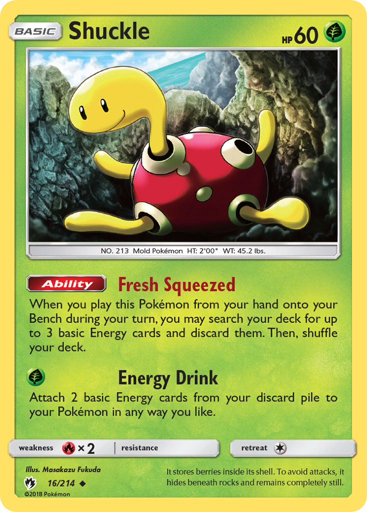 Shuckle 16/214 English Pokémon card from Lost Thunder (2018)