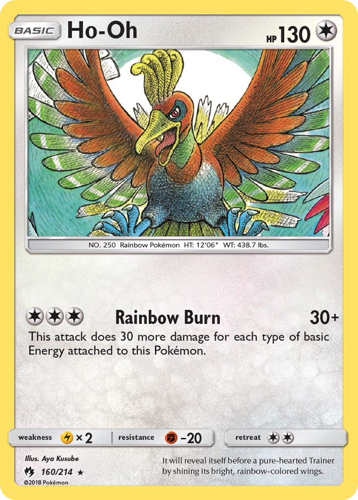 Ho-Oh 160/214 English Pokémon card from Lost Thunder (2018)