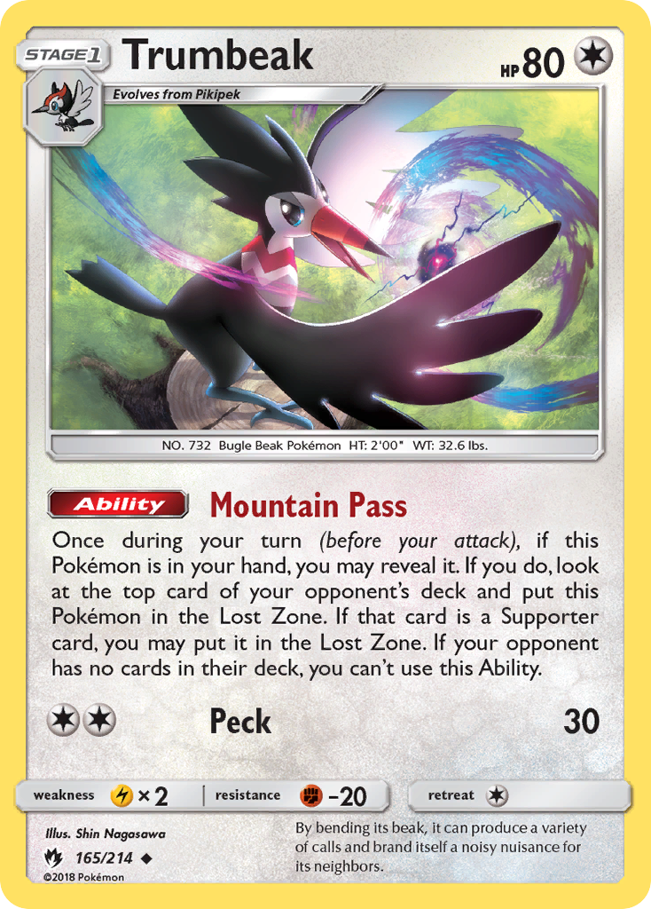 Trumbeak 165/214 English Pokémon card from Lost Thunder (2018)