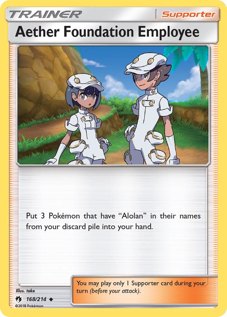 Aether Foundation Employee 168/214 English Pokémon card from Lost Thunder (2018)