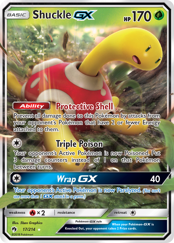 Shuckle-GX 17/214 English Pokémon card from Lost Thunder (2018)