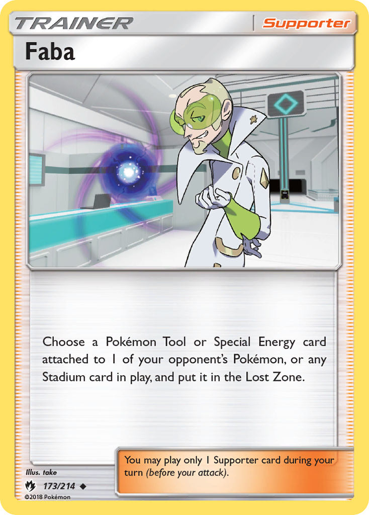 Faba 173/214 English Pokémon card from Lost Thunder (2018)