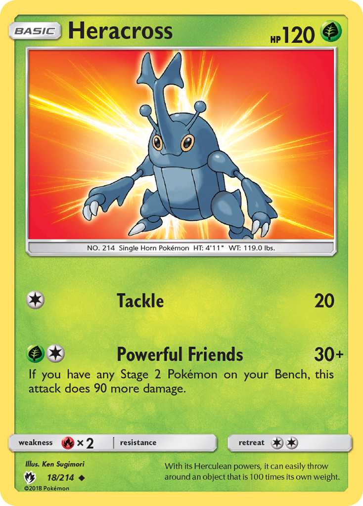 Heracross 18/214 English Pokémon card from Lost Thunder (2018)