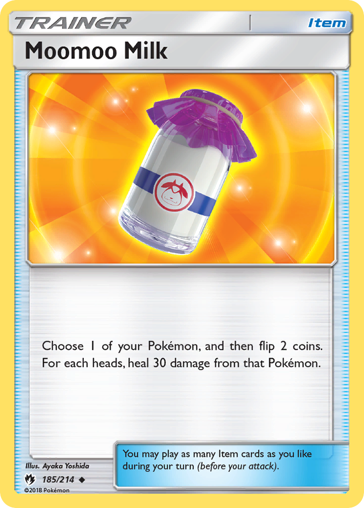 Moomoo Milk 185/214 English Pokémon card from Lost Thunder (2018)