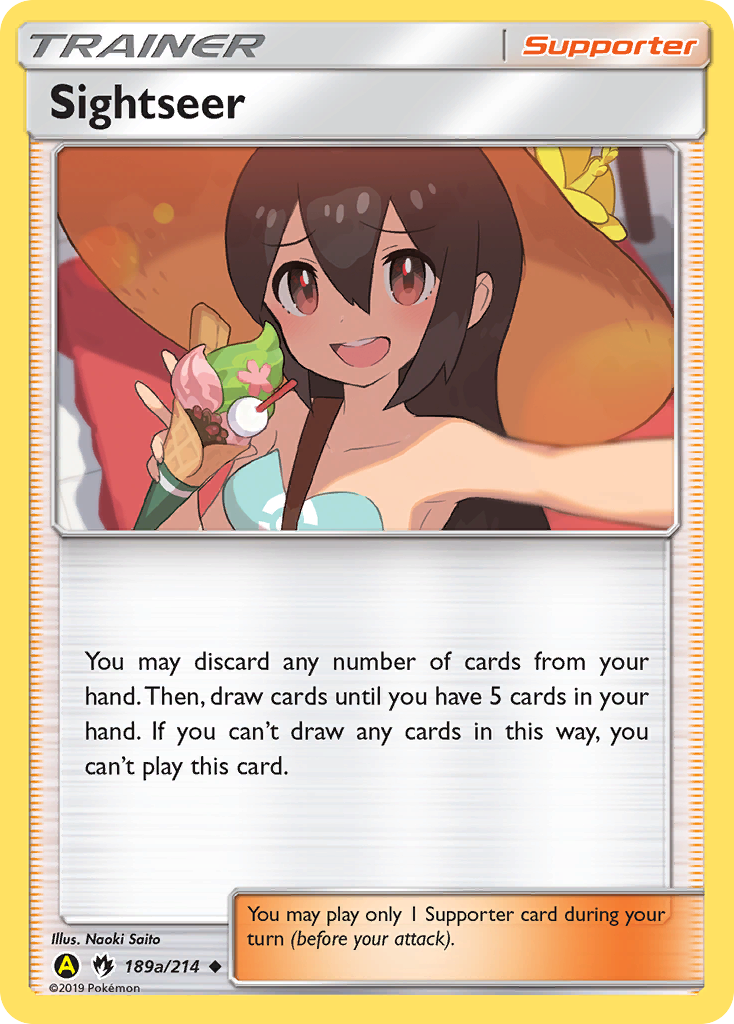 Sightseer 189a/214 English Pokémon card from Lost Thunder (2018) — alternate artwork