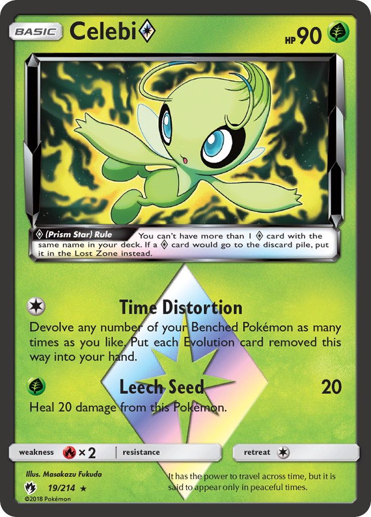 Celebi ◇ 19/214 English Pokémon card from Lost Thunder (2018)