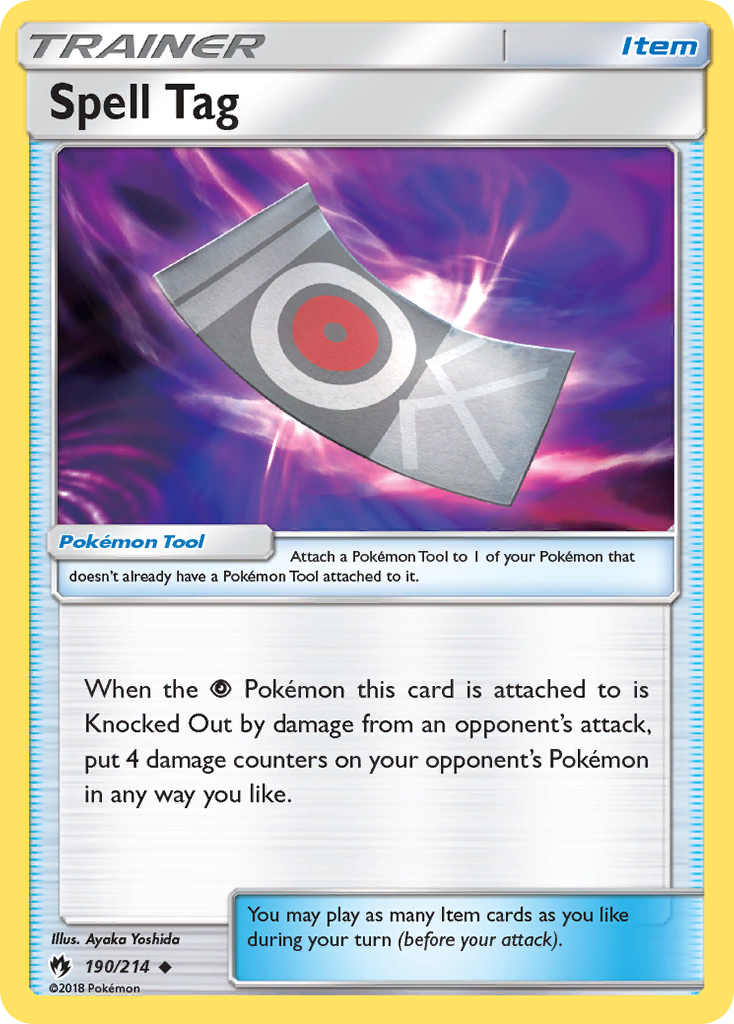 Spell Tag 190/214 English Pokémon card from Lost Thunder (2018)