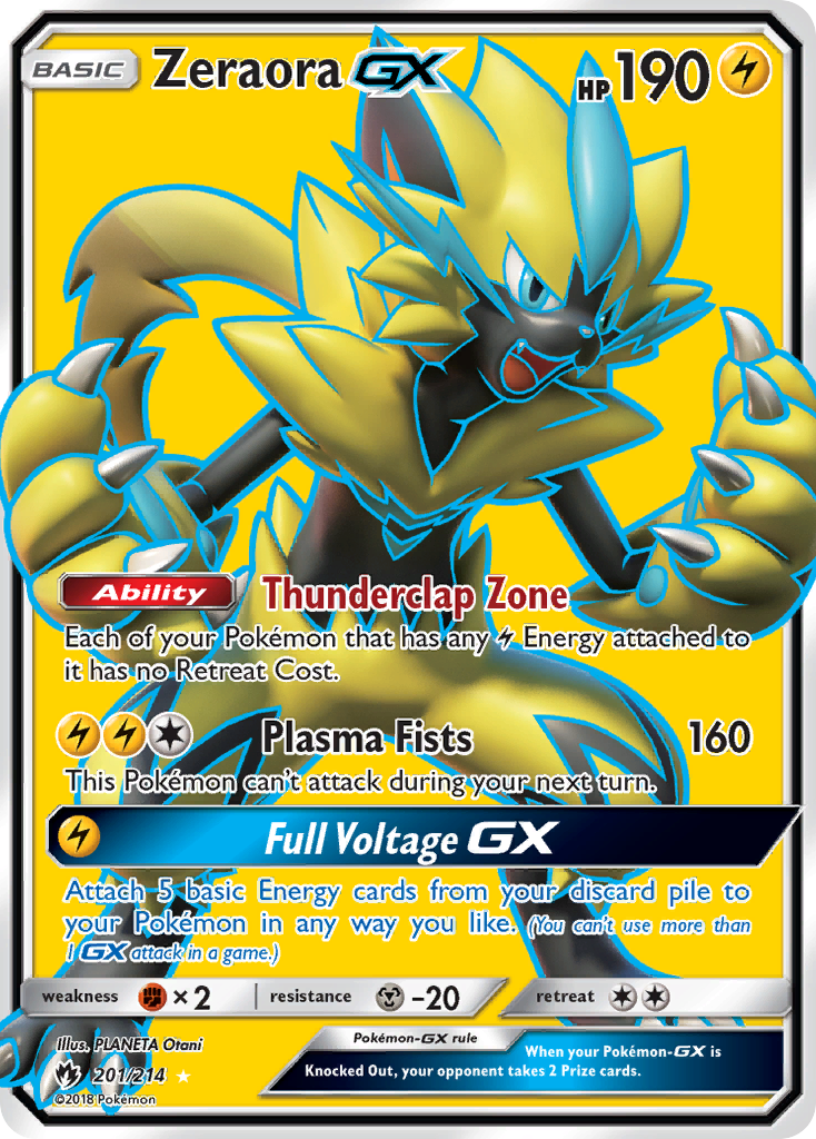Zeraora-GX 201/214 English Pokémon card from Lost Thunder (2018)