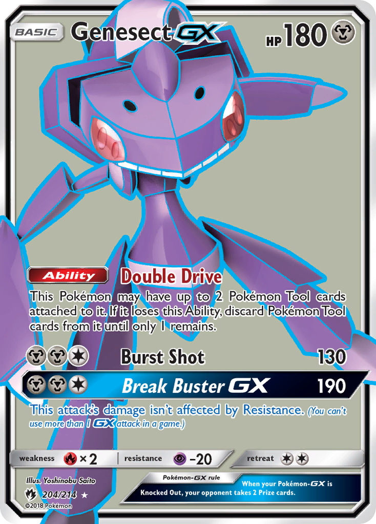Genesect-GX 204/214 English Pokémon card from Lost Thunder (2018)