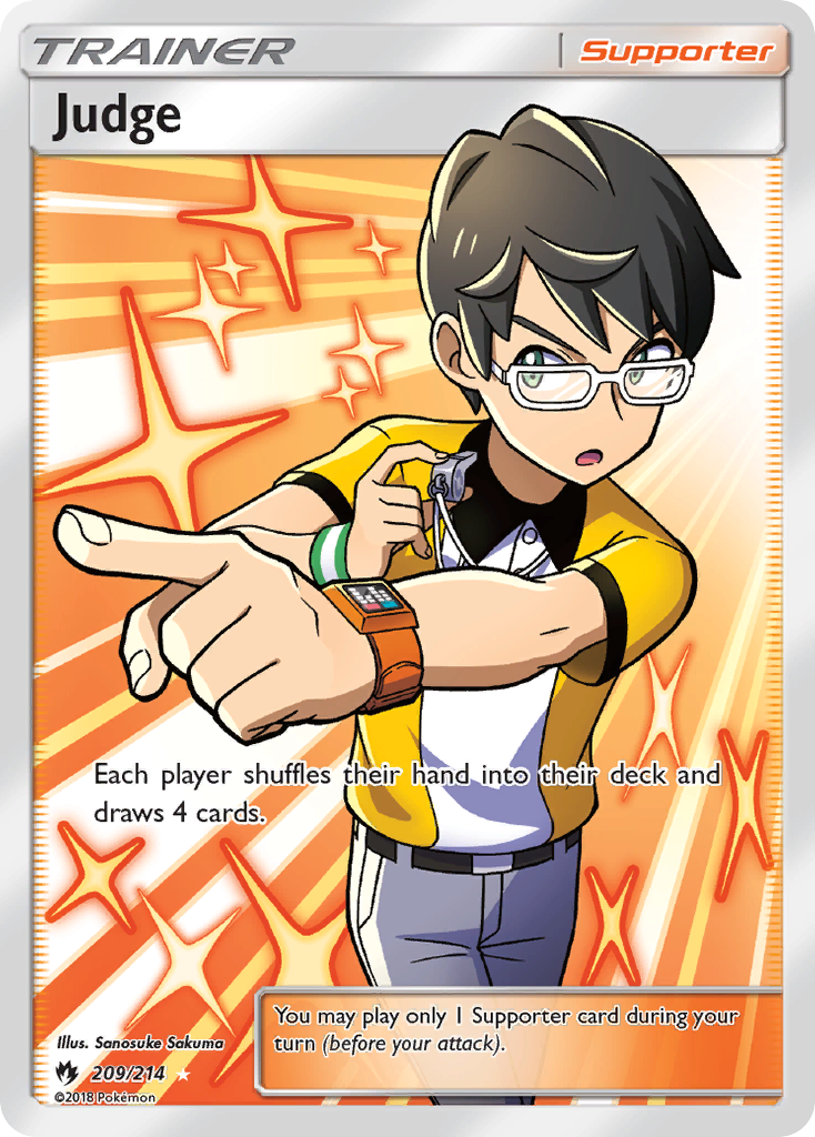 Judge 209/214 English Pokémon card from Lost Thunder (2018)