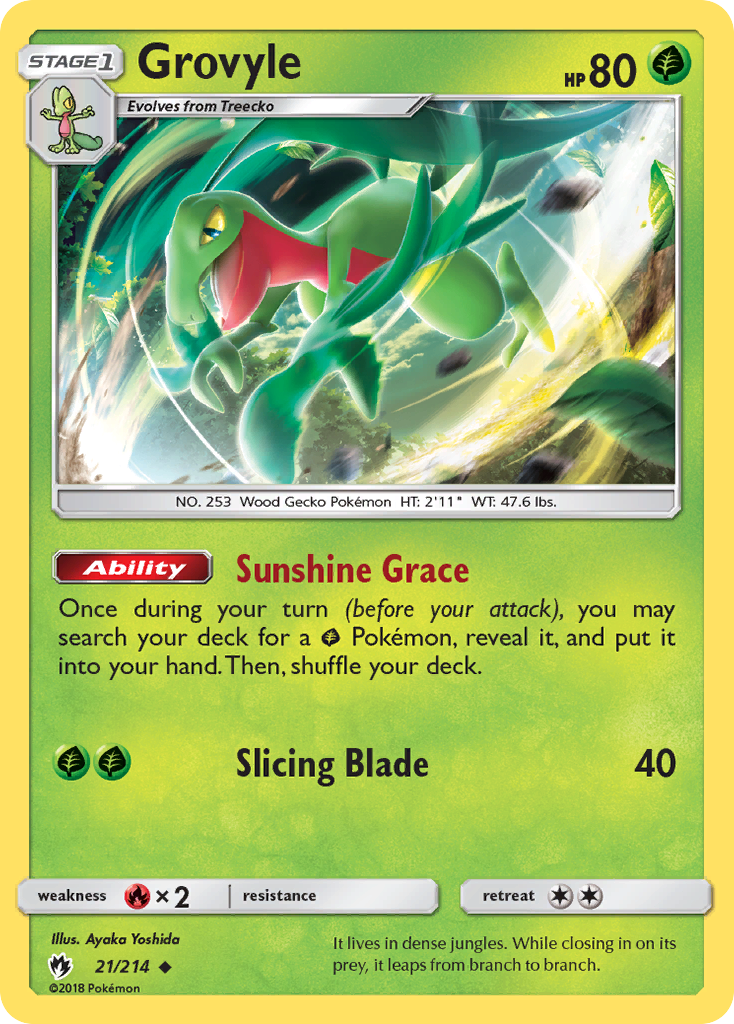Grovyle 21/214 English Pokémon card from Lost Thunder (2018)
