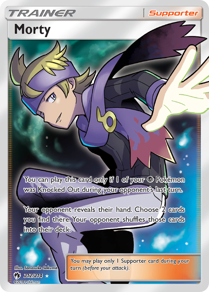 Morty 212/214 English Pokémon card from Lost Thunder (2018)