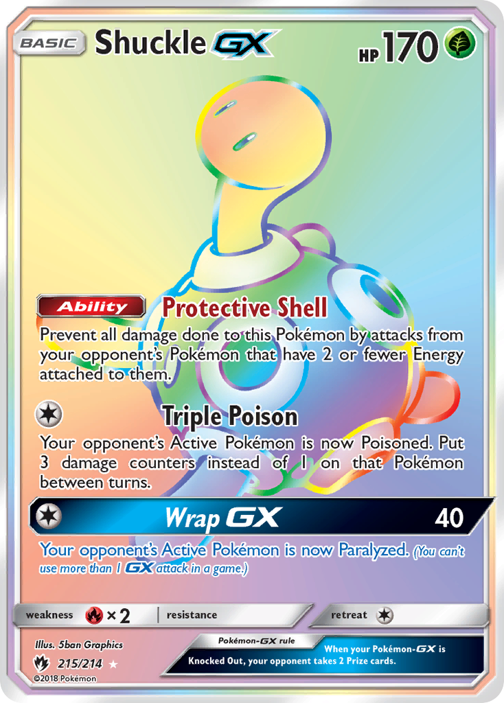 Shuckle-GX 215/214 English Pokémon card from Lost Thunder (2018)