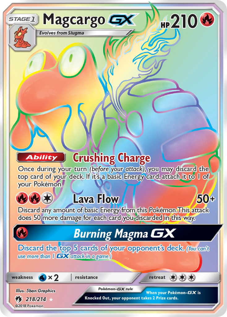 Magcargo-GX 218/214 English Pokémon card from Lost Thunder (2018)