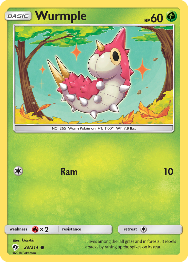 Wurmple 23/214 English Pokémon card from Lost Thunder (2018)
