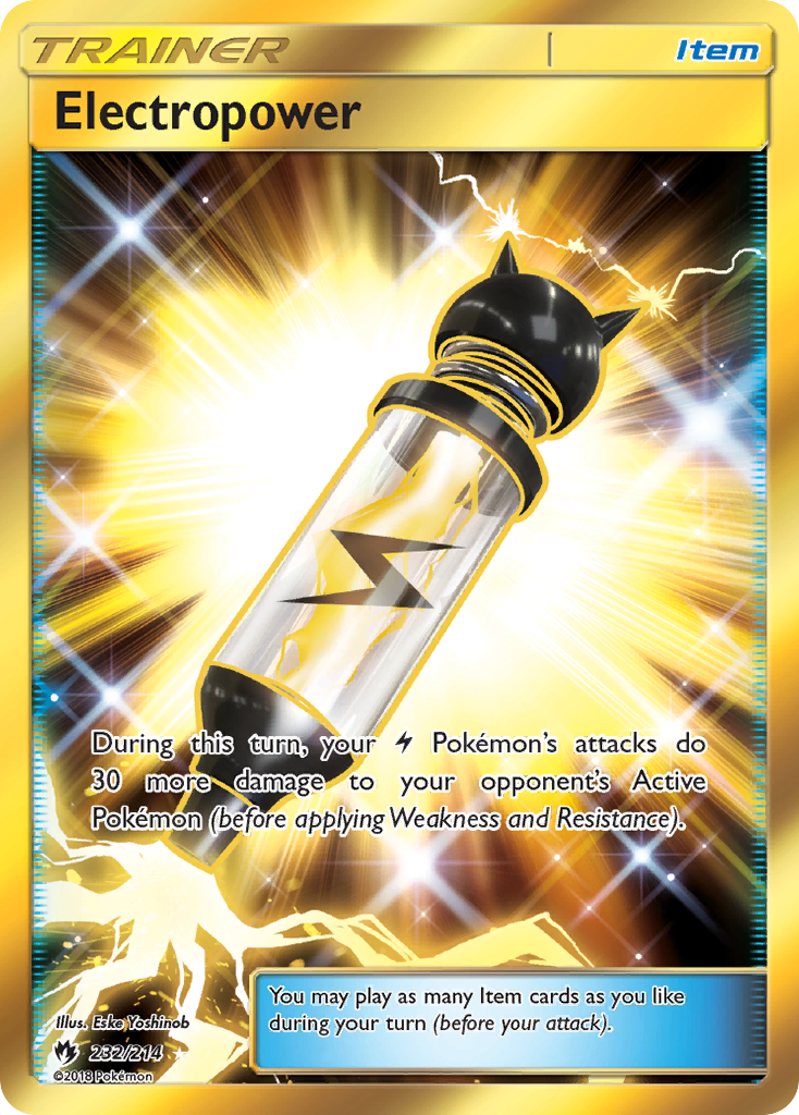 Electropower 232/214 English Pokémon card from Lost Thunder (2018)