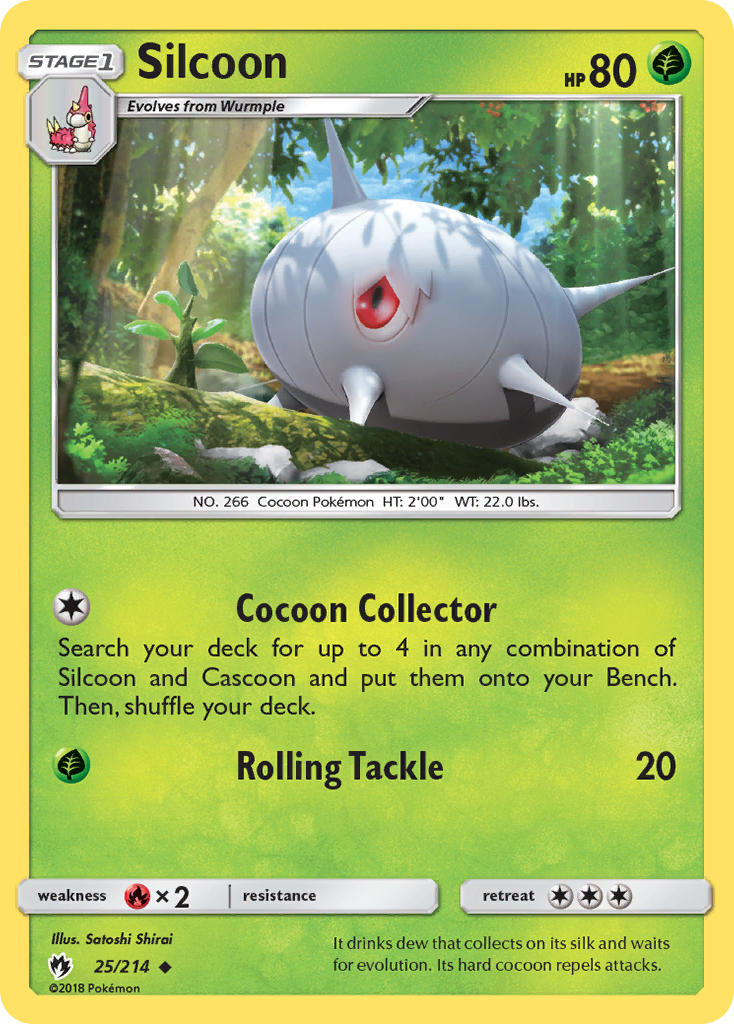 Silcoon 25/214 English Pokémon card from Lost Thunder (2018)