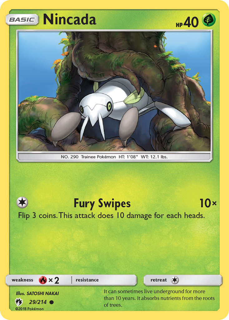 Nincada 29/214 English Pokémon card from Lost Thunder (2018)