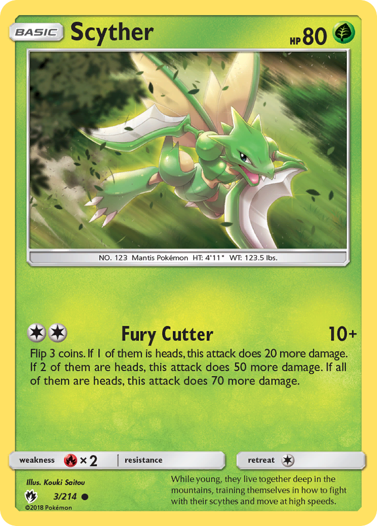Scyther 3/214 English Pokémon card from Lost Thunder (2018)