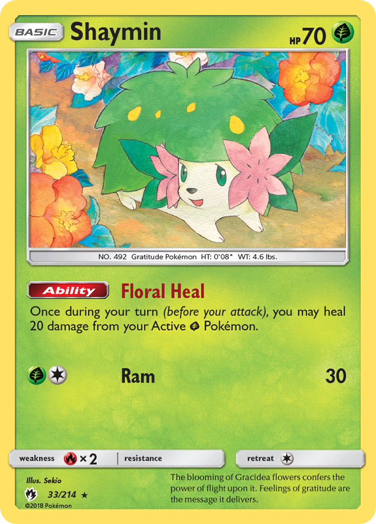 Shaymin 33/214 English Pokémon card from Lost Thunder (2018)