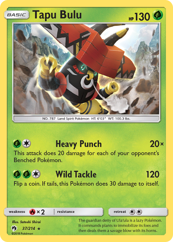 Tapu Bulu 37/214 English Pokémon card from Lost Thunder (2018)