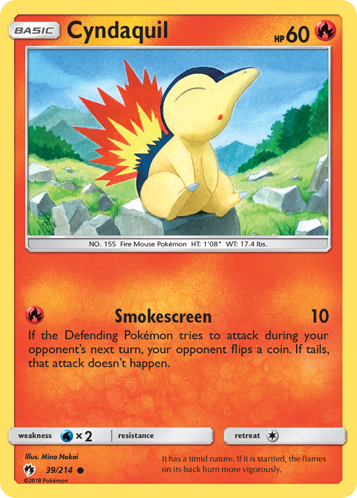 Cyndaquil 39/214 English Pokémon card from Lost Thunder (2018)