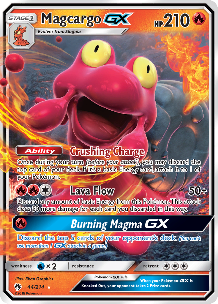 Magcargo-GX 44/214 English Pokémon card from Lost Thunder (2018)