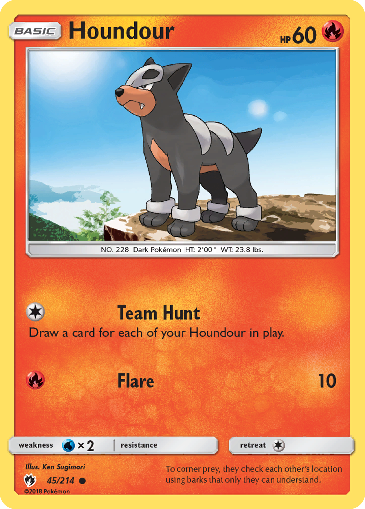 Houndour 45/214 English Pokémon card from Lost Thunder (2018)