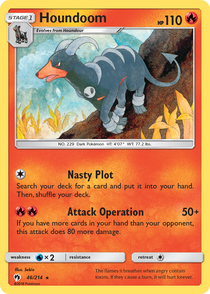 Houndoom 46/214 English Pokémon card from Lost Thunder (2018)