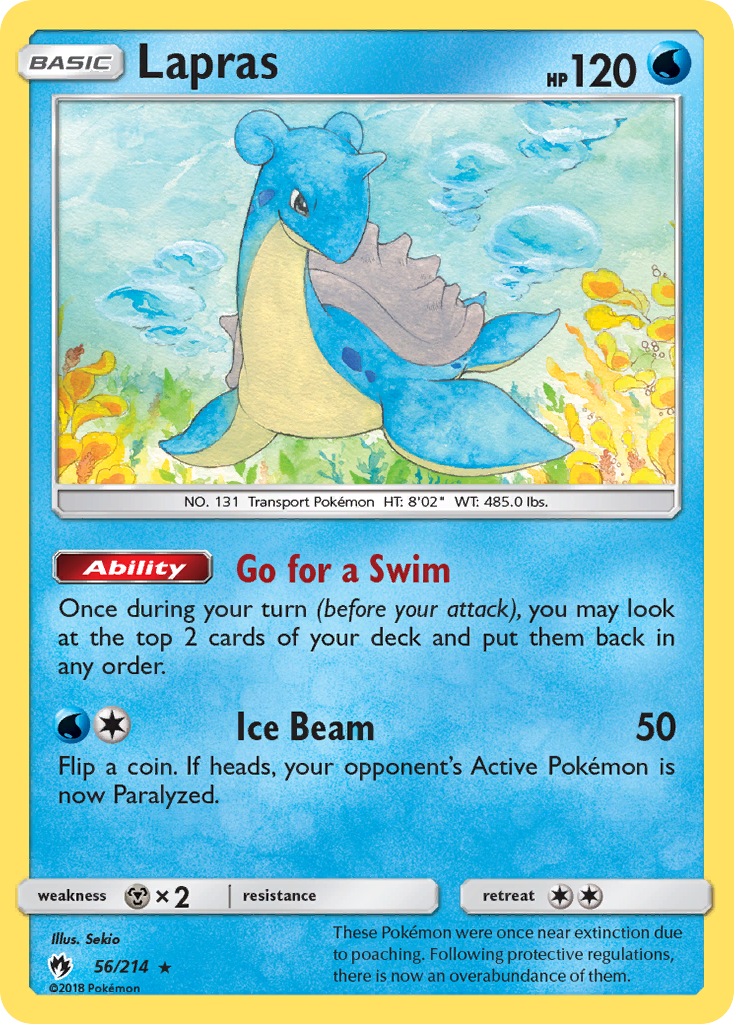 Lapras 56/214 English Pokémon card from Lost Thunder (2018)