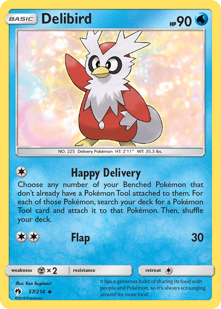 Delibird 57/214 English Pokémon card from Lost Thunder (2018)