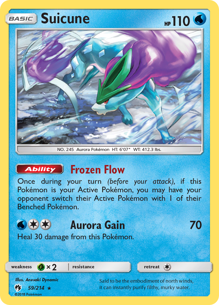 Suicune 59/214 English Pokémon card from Lost Thunder (2018)