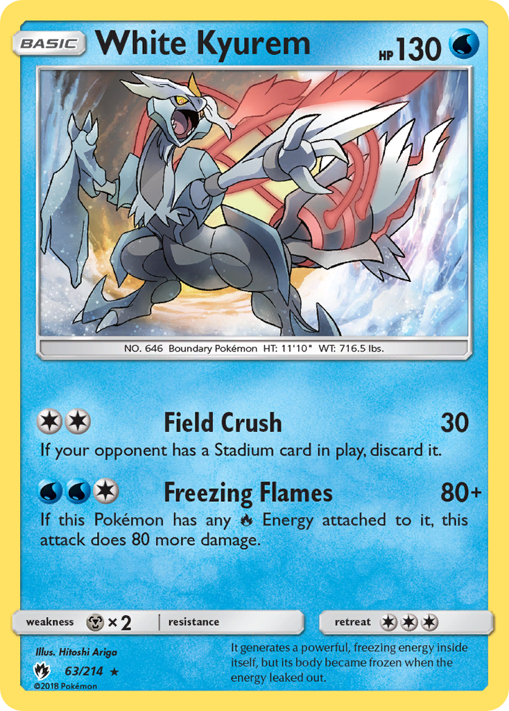 White Kyurem 63/214 English Pokémon card from Lost Thunder (2018)