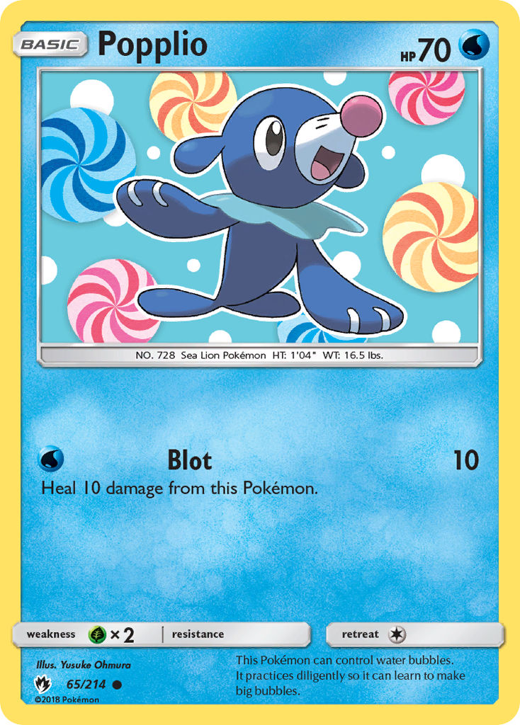 Popplio 65/214 English Pokémon card from Lost Thunder (2018)
