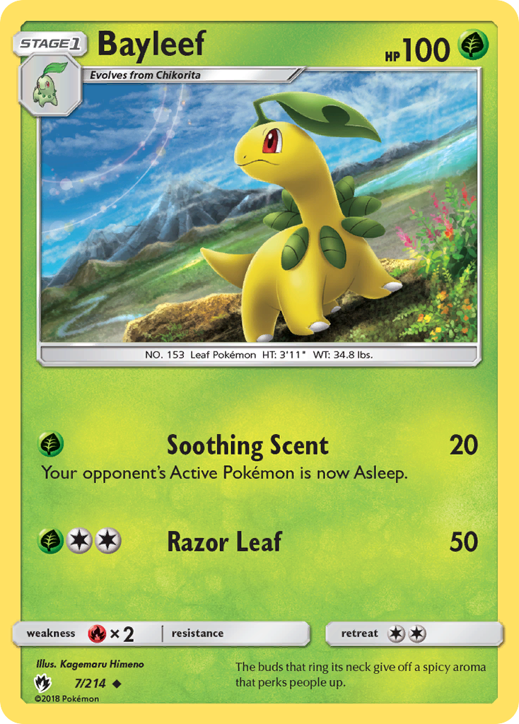 Bayleef 7/214 English Pokémon card from Lost Thunder (2018)