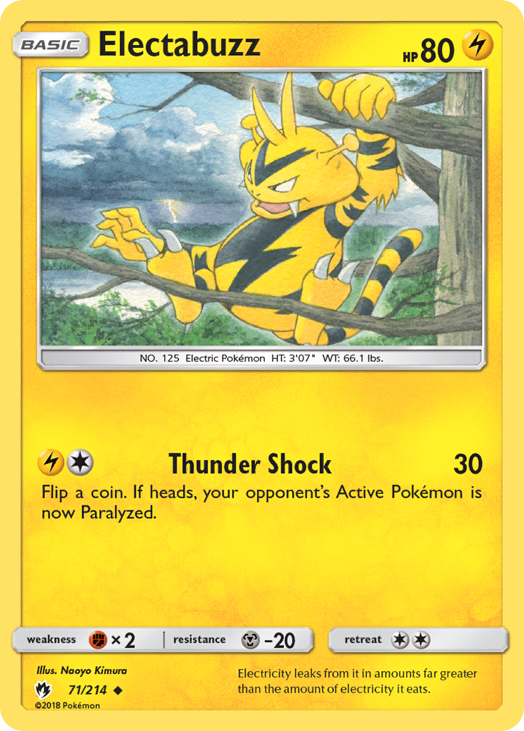 Electabuzz 71/214 English Pokémon card from Lost Thunder (2018)