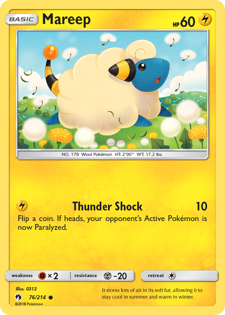 Mareep 76/214 English Pokémon card from Lost Thunder (2018)