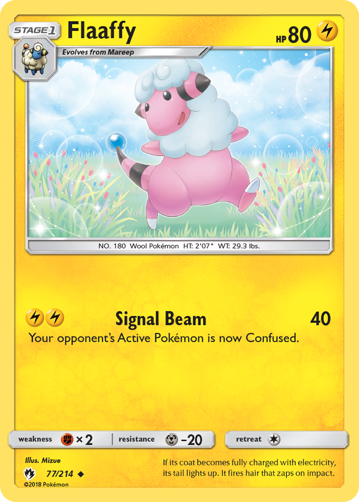 Flaaffy 77/214 English Pokémon card from Lost Thunder (2018)