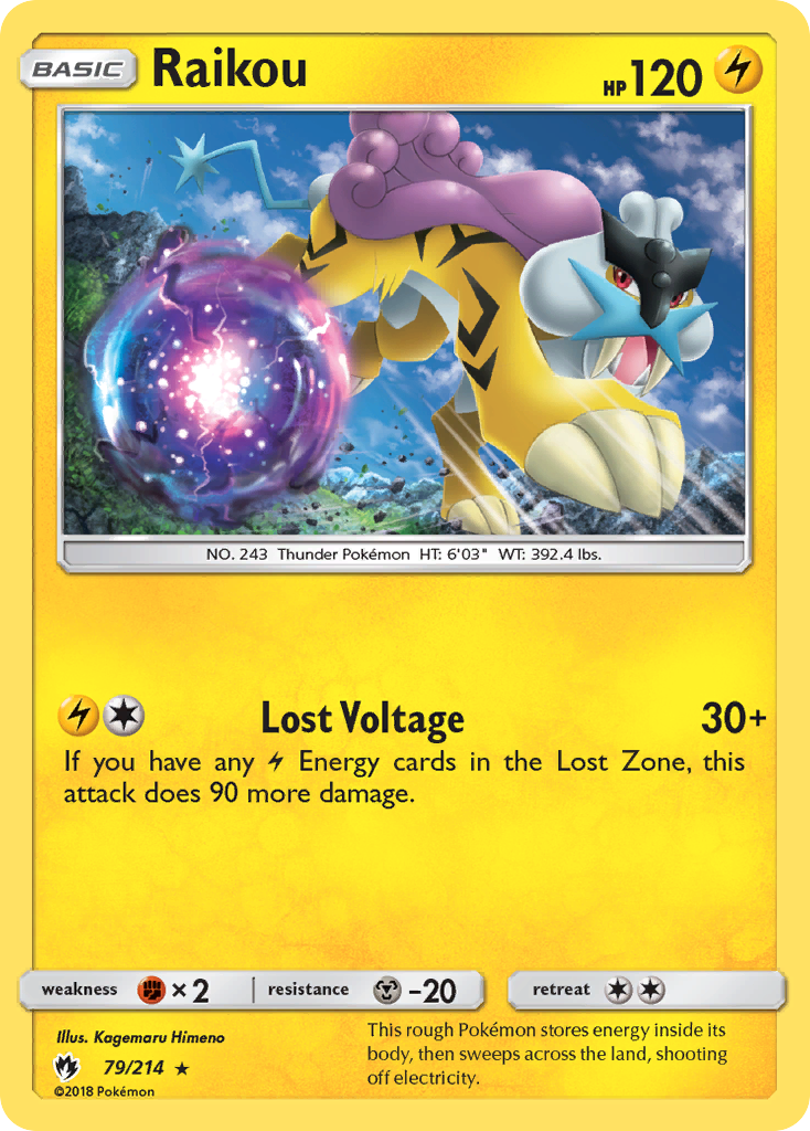 Raikou 79/214 English Pokémon card from Lost Thunder (2018)